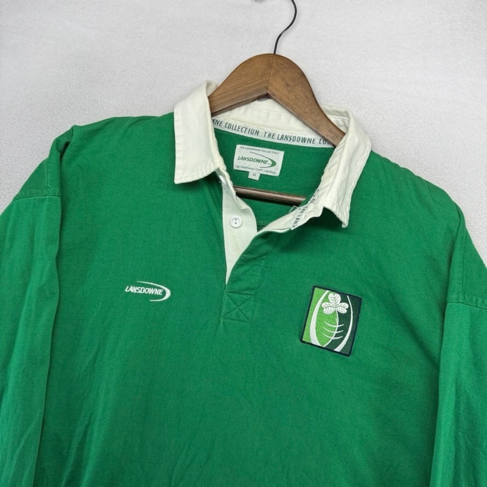 Vintage Ireland Rugby Shirt men's XL Green Embroidered Thick Lansdowne Preppy